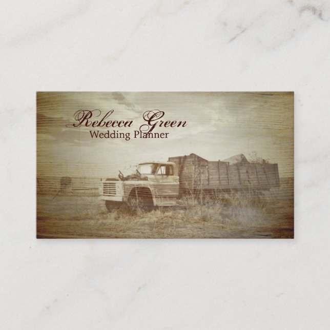 Carte De Visite Camion rustique affligé de ferme de pays (Devant)