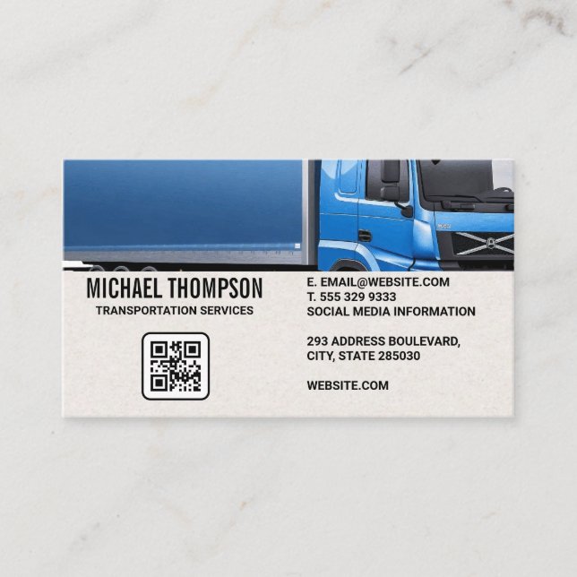 Carte De Visite Camion semi-bleu | Camionnage (Devant)