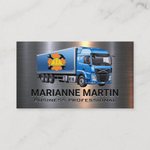 Carte De Visite Camion semi-bleu Casquette dur de construction