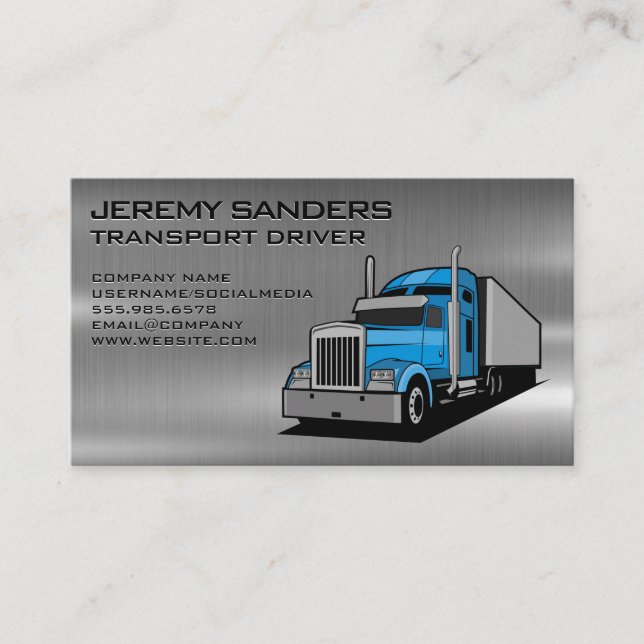 Carte De Visite Camion semi-bleu | Industrie du camionnage (Devant)