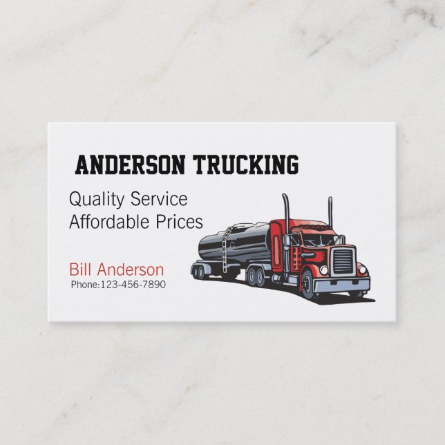 Carte De Visite Camion semi-citerne à combustible (Devant)