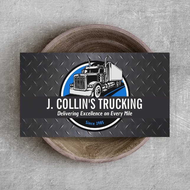Carte De Visite Camion semi professionnel Camion en métal noir Bus (trucking business card)