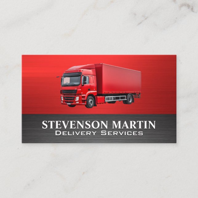 Carte De Visite Camion Semi-Rouge | Livraison (Devant)