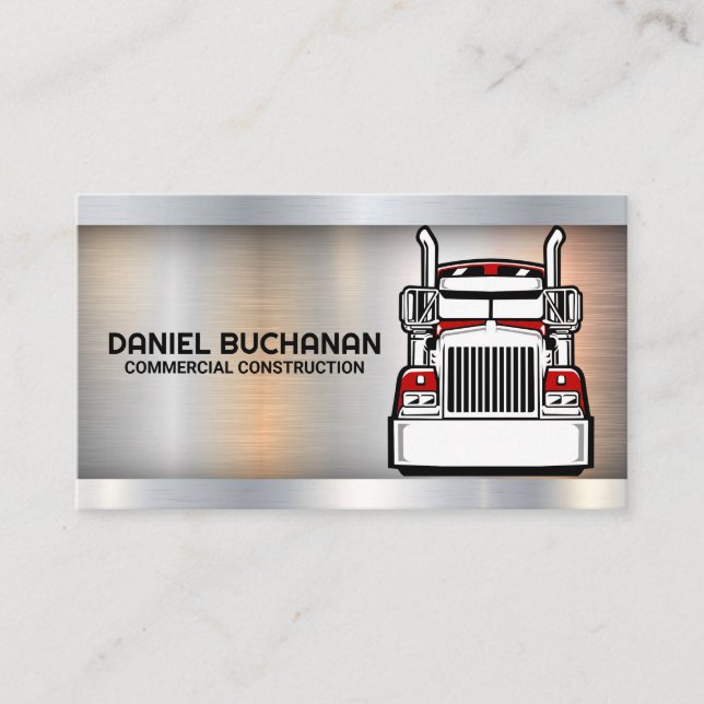 Carte De Visite Camion Semi-Rouge | Pilote | Metallique (Devant)