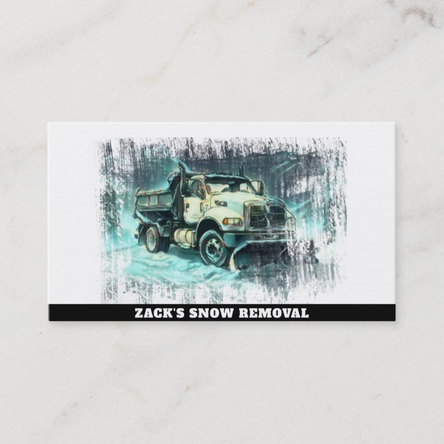 Carte De Visite *~* Camion Turquoise d'enlèvement de neige à neige (Devant)