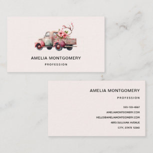 Carte De Visite Camion Vintage rose