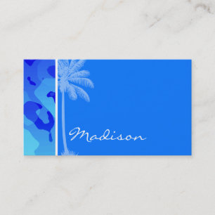 Carte De Visite Camo bleu électrique; Palme d'été