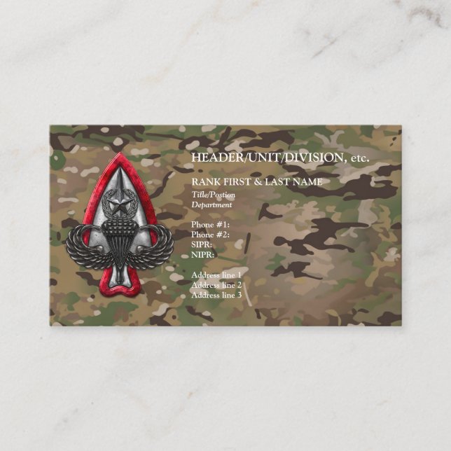 Carte de visite Camo personnalisable Fort Liberty (Devant)