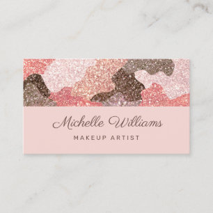 Carte De Visite Camouflage rose moderne Faux Parties scintillant P