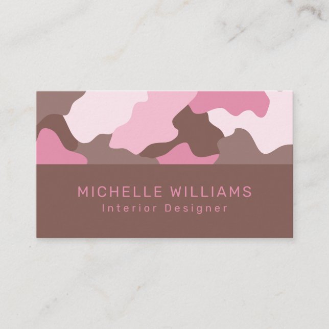Carte De Visite Camouflage rose Motif moderne professionnel (Devant)