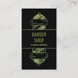 Carte De Visite Camouflage Vert Coiffure Salon Barber Pole