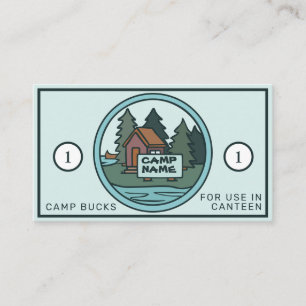 Carte De Visite Camp de jeunes d'été bucks île cabine avec panneau
