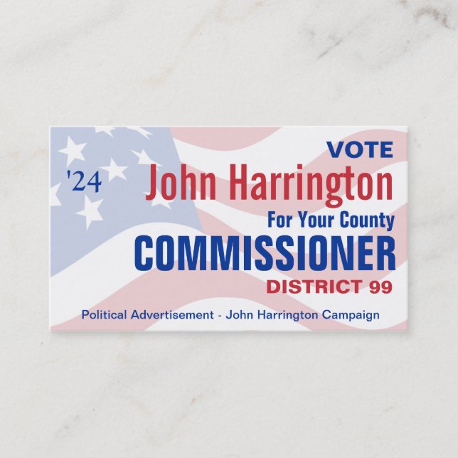 Carte De Visite Campagne politique - Bureau du commissaire du comt (Devant)