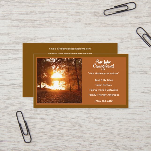 Carte De Visite Camping Brown Forest Camp (Devant/Arrière en situation)