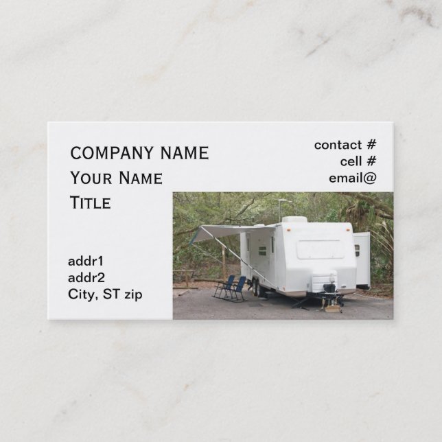 Carte De Visite camping de remorque (Devant)