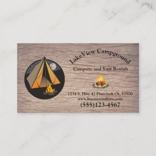 Carte De Visite Camping Rustique Cabine en bois Location de vacanc