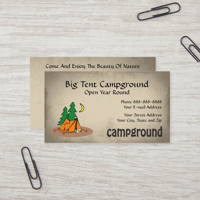 Carte De Visite Camping Tente Équipement extérieur Affaires (Devant/Arrière en situation)