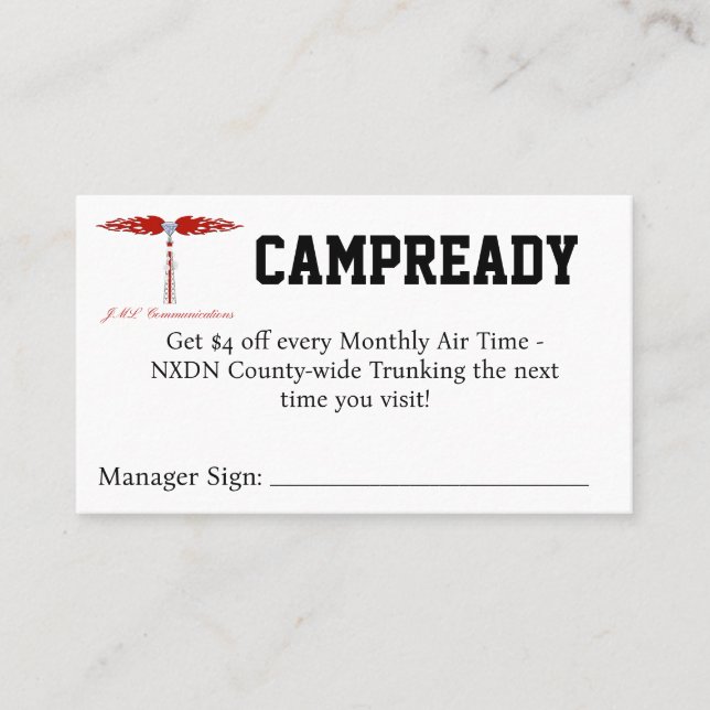 Carte De Visite CAMPREADY Coupon (Devant)