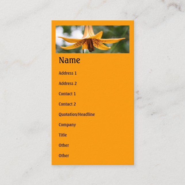 Carte de visite canadien de fleurs Lily (Devant)
