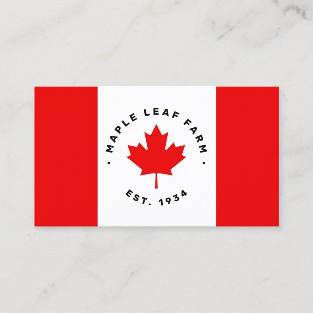 Carte de visite canadien du drapeau Feuille d'érab (Devant)