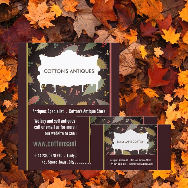 Carte De Visite Canapé chic Boho violet, détaillant d'antiquités (Créateur téléchargé)