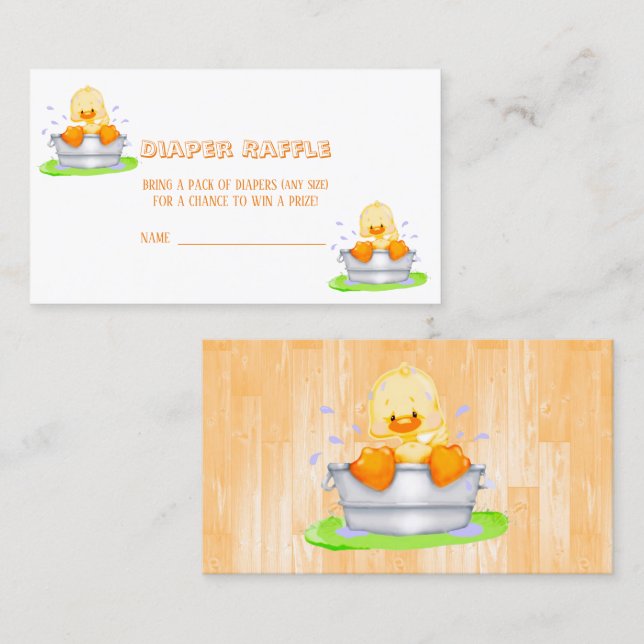 Carte De Visite Canard dans un Baby shower à Tub Déchets Raffin (Devant / Derrière)
