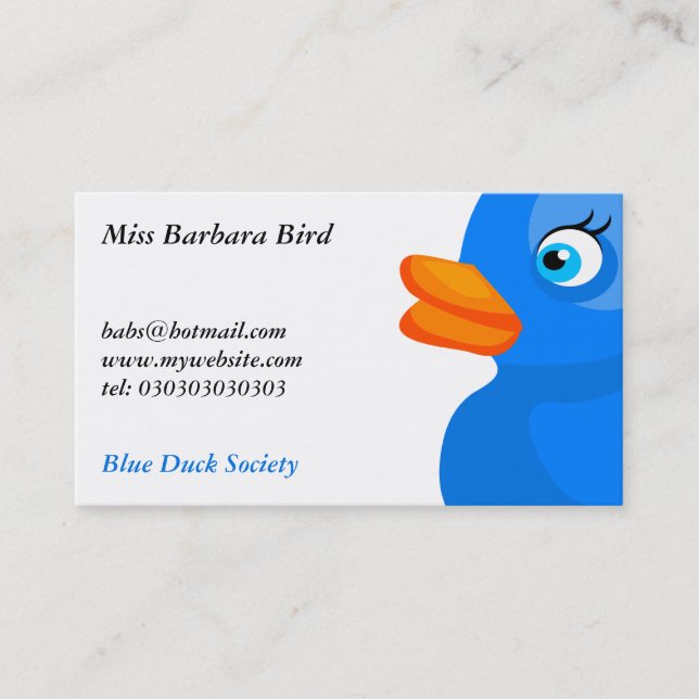 Carte De Visite Canard en caoutchouc bleu, (Devant)