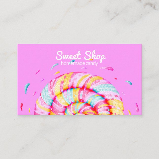 Carte De Visite Candy sucré Lollipop Illustration de rose maison (Devant)