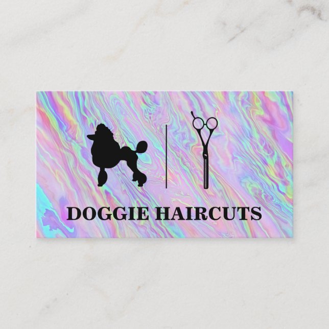 Carte De Visite Caniche | Logo des ciseaux (Devant)