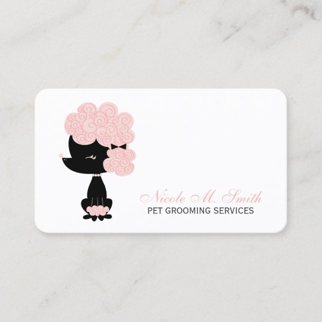 Carte De Visite Caniche rose et noire (Devant)
