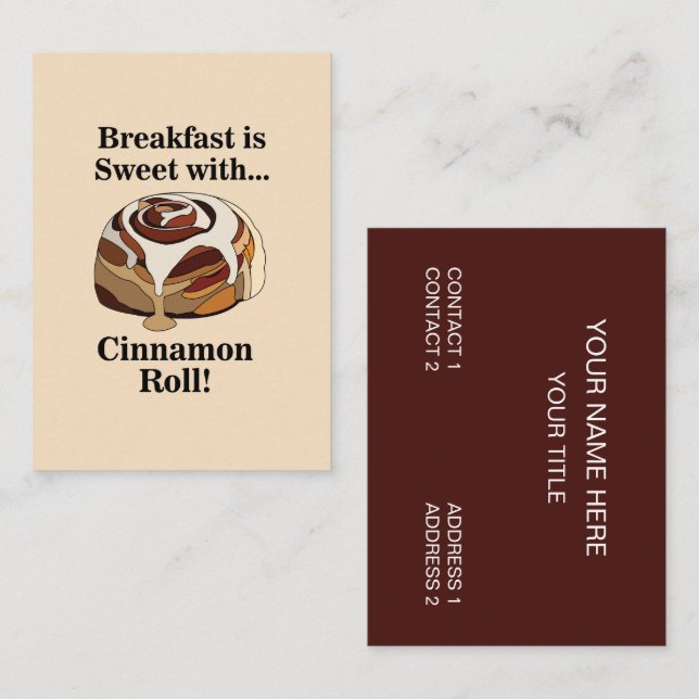 Carte De Visite Cannelle Roll Alimentation boulangerie Baker (Devant / Derrière)