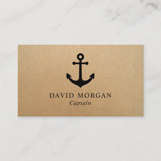 Carte De Visite Capitaine de bateau d'Ancre Rustic Kraft (Devant)