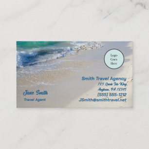 Carte De Visite Caraibes Sea Beach Scene Logo Sea Blue Text