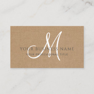 Carte De Visite Caramel Linge Brown Simple Monogramme minimal