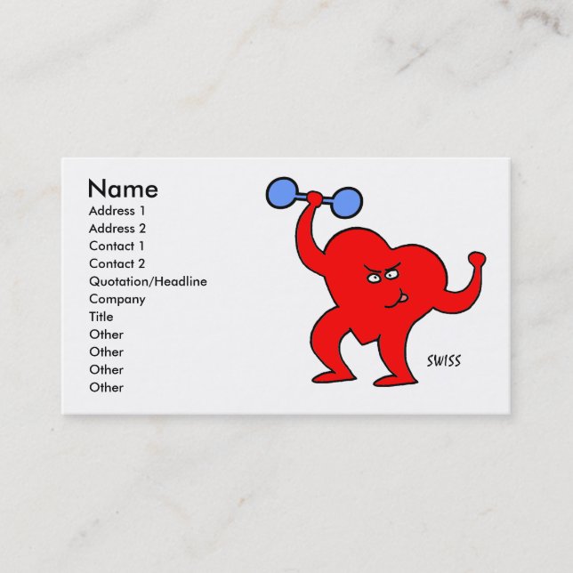 Carte De Visite Cardiac Rehab et Personal Trainer Cartoon Heart (Devant)