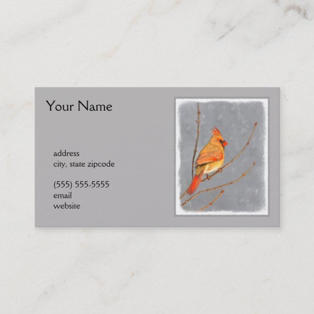 Carte De Visite Cardinal sur la peinture de branche - Art original (Devant)