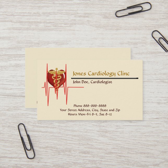 Carte de visite cardiologue (Devant/Arrière en situation)