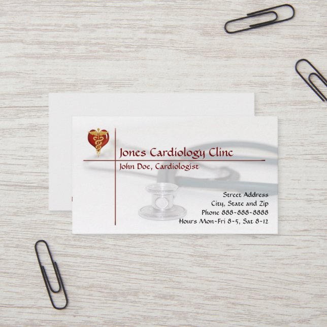 Carte de visite cardiologue (Devant/Arrière en situation)