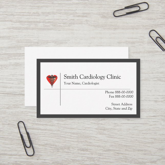 Carte de visite cardiologue (Devant/Arrière en situation)