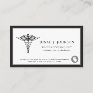 Carte De Visite Cardiologue Bordure noire minimaliste