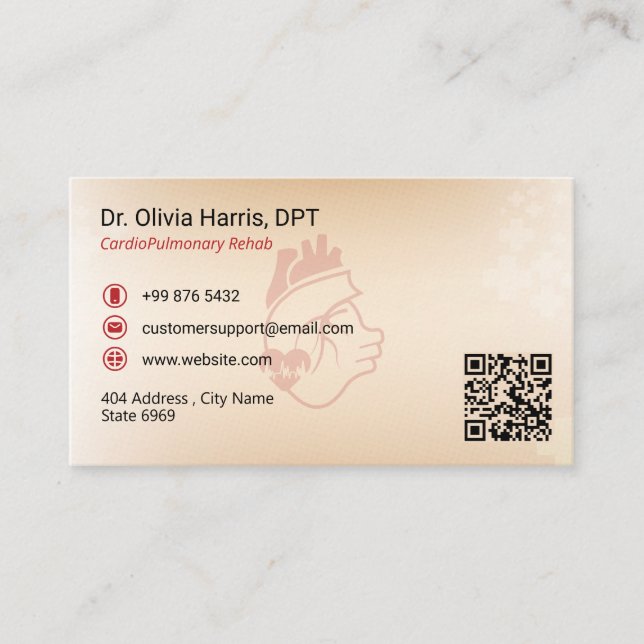 Carte De Visite CardioPulmonary Rehab Business | Rouge clair (Devant)