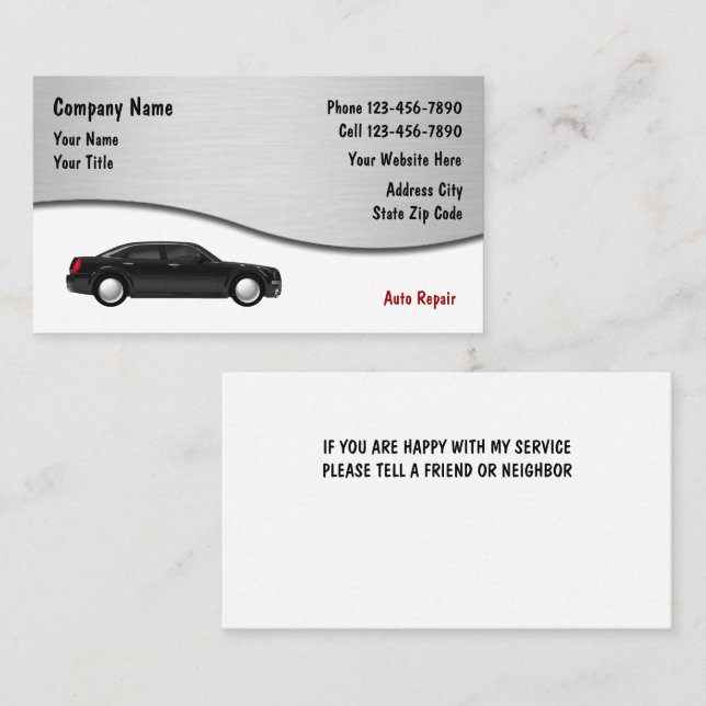 Carte De Visite Cards de repair (Devant / Derrière)