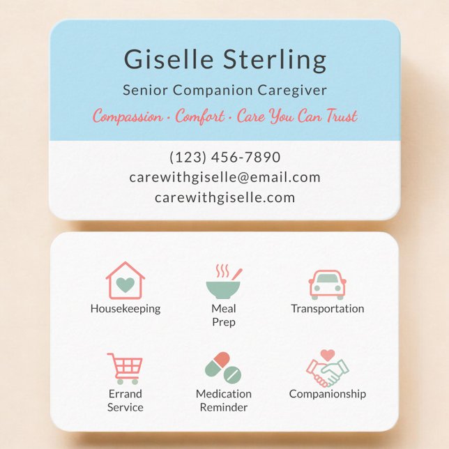 Carte De Visite Caregiver Service Modern Home Help (Créateur téléchargé)