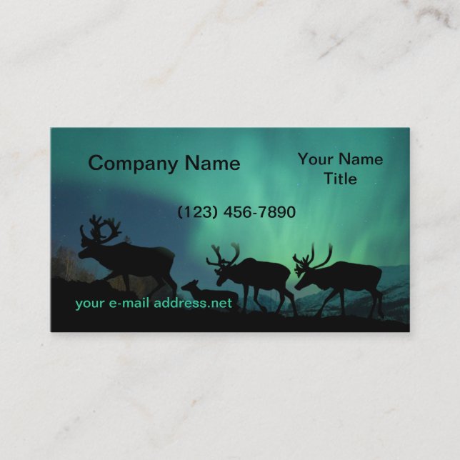 Carte De Visite Caribou et lumières du nord (Devant)