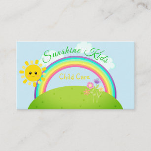 Carte De Visite Caricature Arc-en-ciel et garde d'enfants Sunshine