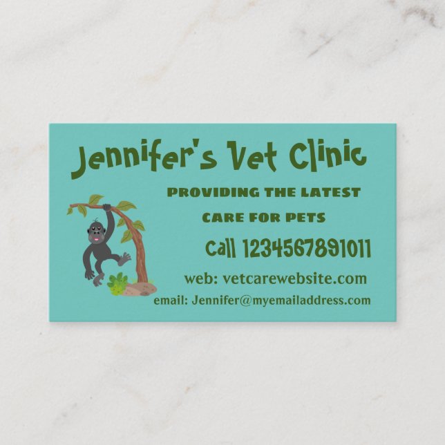 Carte De Visite Caricature de bébé gorille joyeux (Devant)