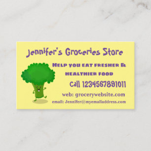 Carte De Visite Caricature de brocoli dansant Cute kawaii