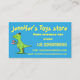 Carte De Visite Caricature de dinosaure vert t rex