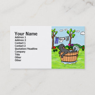 Carte De Visite Caricature de la piscine à puppy du Labrador noir