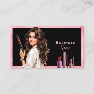 Carte De Visite Caricature de maquillage noir Haired Lady